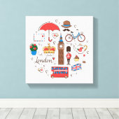 London Doodles Canvas Afdruk (Insitu (Houten vloer))