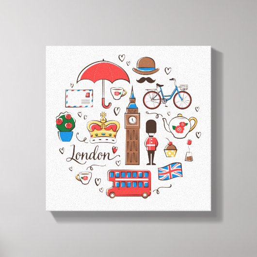 London Doodles Canvas Afdruk (Voorkant)