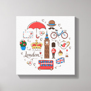 London Doodles Canvas Afdruk