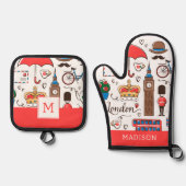 London Doodles Ovenwant & Pannenlap Set (Voorkant)