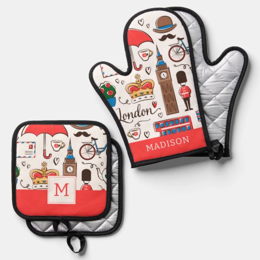 London Doodles Ovenwant & Pannenlap Set (Voorkant / Achterkant)