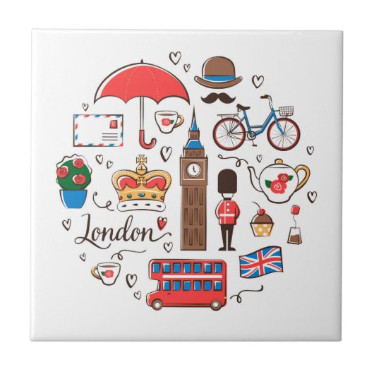 London Doodles Tegeltje (Voorkant)