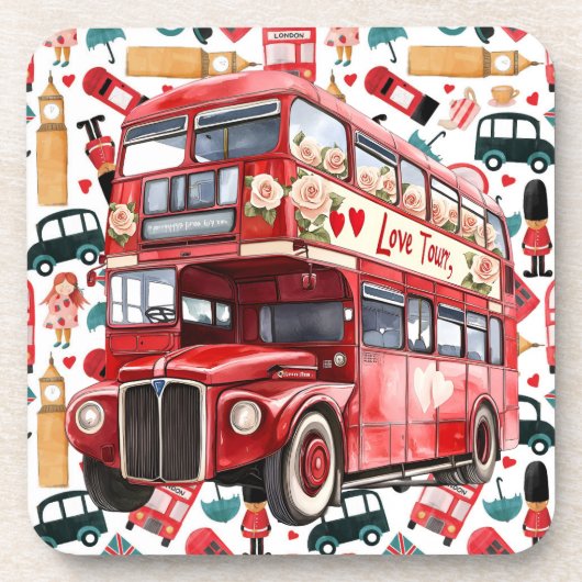 London Double Deck Bus Bier Onderzetter (Voorkant)