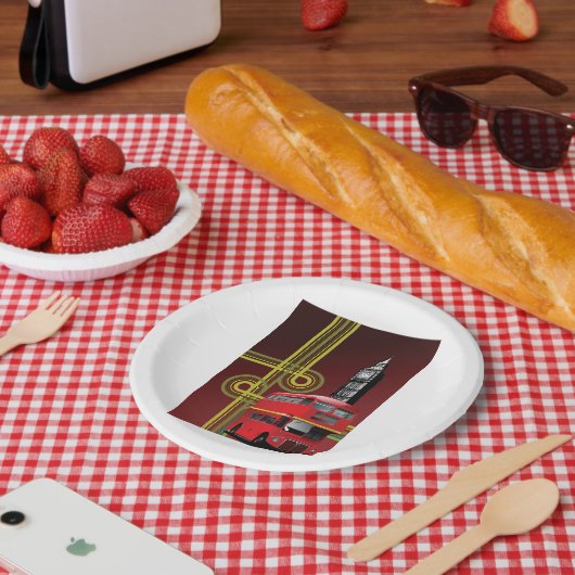 London Double Decker Bus Paper Plates Papieren Bordje (Picknick)