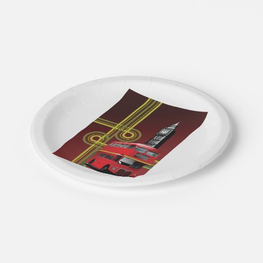 London Double Decker Bus Paper Plates Papieren Bordje (Gekanteld)