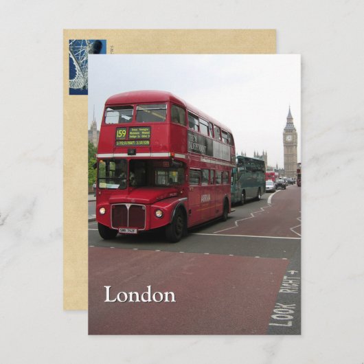 London Double-decker Bus Personalized Briefkaart (Voorkant / Achterkant)