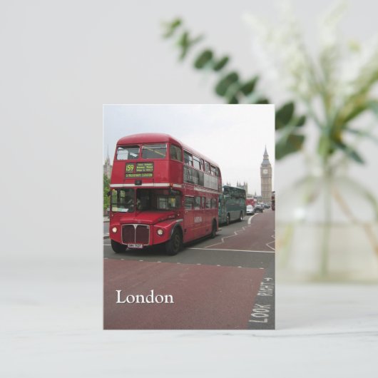 London Double-decker Bus Personalized Briefkaart (Staand voorkant)