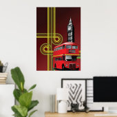 London Double Decker Bus Poster (Thuiskantoor)