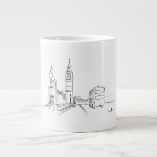 London Drawing Simple Black and White Grote Koffiekop