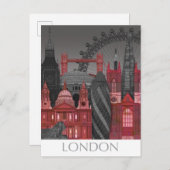 London Elevings by Night - Red Briefkaart (Voorkant / Achterkant)