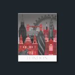 London Elevings by Night - Red Canvas Afdruk<br><div class="desc">London Elevations by Night Red door Fab Funky. Kenmerken beroemde mijlpalen van Londen 's nachts in een rood en grijs kleurenschema.</div>