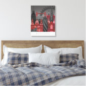 London Elevings by Night - Red Canvas Afdruk (Insitu (Slaapkamer))