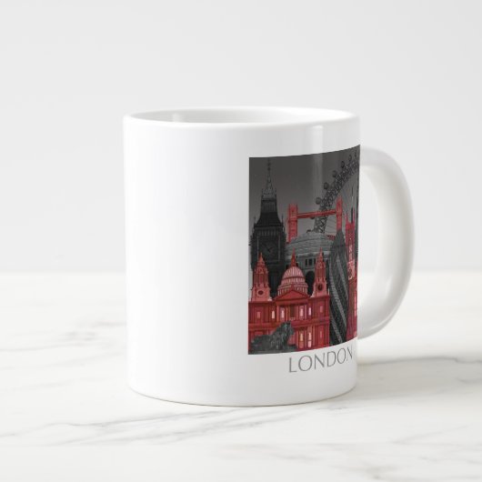 London Elevings by Night - Red Grote Koffiekop (Voorkant rechts)