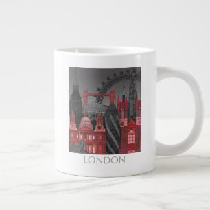 London Elevings by Night - Red Grote Koffiekop