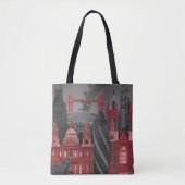 London Elevings by Night - Red Tote Bag (Voorkant)