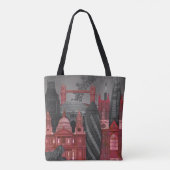 London Elevings by Night - Red Tote Bag (Achterkant)