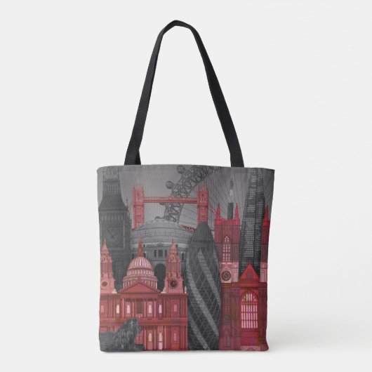 London Elevings by Night - Red Tote Bag (Achterkant)