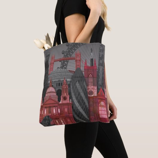 London Elevings by Night - Red Tote Bag (Dichtbij)