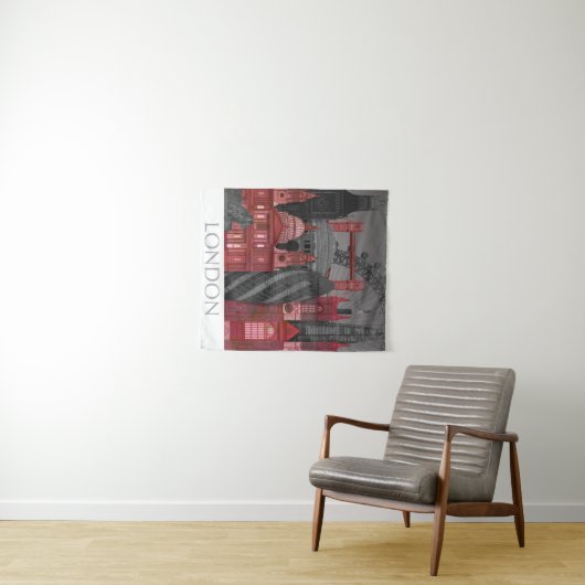 London Elevings by Night - Red Wandkleed (In Situ (horizontaal))
