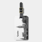 London Engeland Skyline Etched Bagagelabel (Voorkant verticaal)
