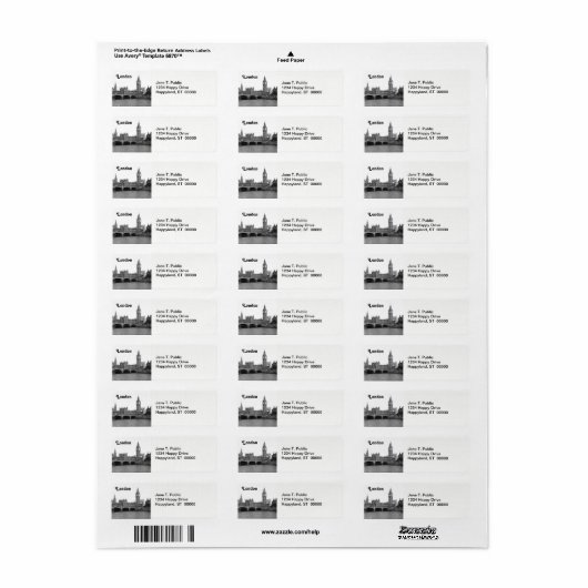 London Engeland Skyline Etched Etiket (Full Sheet)