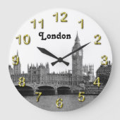London Engeland Skyline Etched Grote Klok (Voorkant)