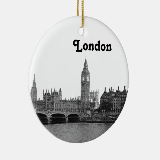 London Engeland Skyline Etched Keramisch Ornament (Rechts)