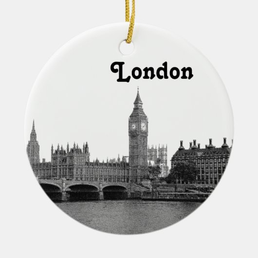 London Engeland Skyline Etched Keramisch Ornament (Voorkant)
