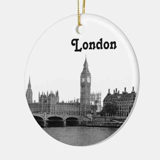 London Engeland Skyline Etched Keramisch Ornament (Links)