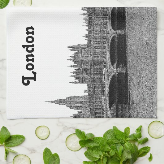 London Engeland Skyline Etched Theedoek (Gevouwen)