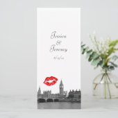 London Engeland Skyline Kiss Menu Reception Kaart (Staand voorkant)