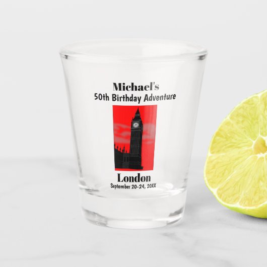 London England Big Ben Birthday Party Trip Favor Shot Glas (Voorkant)