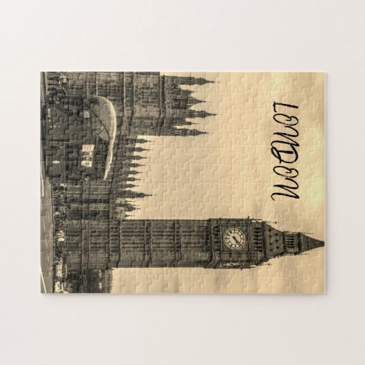 London England Big Ben  Black White Red Bus Legpuzzel (Horizontaal)