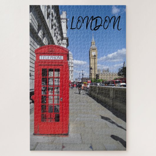 London England Big Ben  Black White Red Bus Legpuzzel (Verticaal)