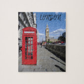 London England Big Ben  Black White Red Bus Legpuzzel (Verticaal)