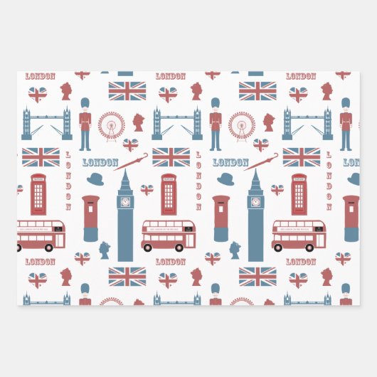 London England Big Ben English Flag Queen's Guard Inpakpapier Vel (Voorkant)