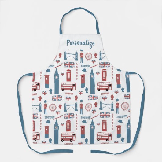 London England Big Ben English Flag Queen's Guard Schort (Voorkant)