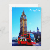 London England Big Ben Red Bus Briefkaart (Voorkant / Achterkant)
