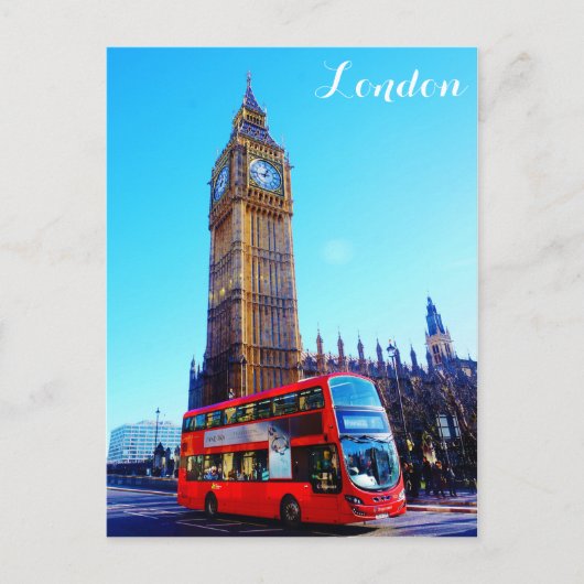London England Big Ben Red Bus Briefkaart (Voorkant)