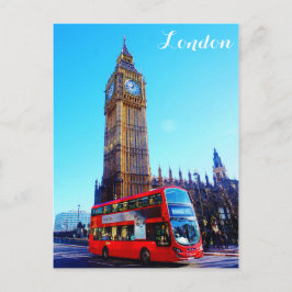 London England Big Ben Red Bus Briefkaart