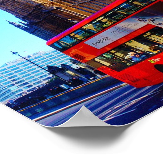 London England Big Ben Red Bus Poster (Hoek)