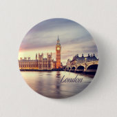 London England Big Ben Ronde Button 5,7 Cm (Voorkant)