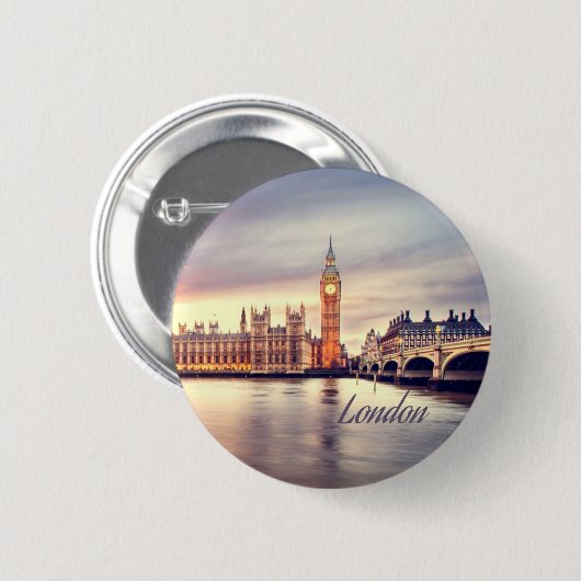 London England Big Ben Ronde Button 5,7 Cm (Voorkant /achterkant)
