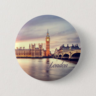 London England Big Ben Ronde Button 5,7 Cm