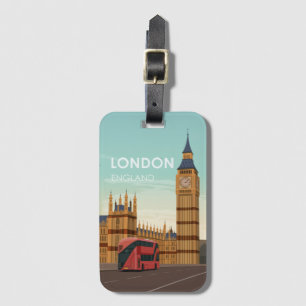 London England Big Ben Vintage Travel Bagagelabel