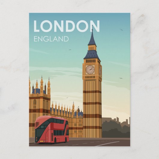 London England Big Ben Vintage Travel Briefkaart (Voorkant)