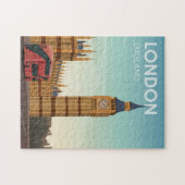 London England Big Ben Vintage Travel Legpuzzel (Horizontaal)