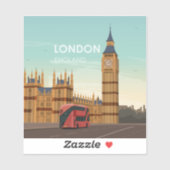 London England Big Ben Vintage Travel Sticker (Vel)