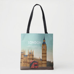 London England Big Ben Vintage Travel Tote Bag