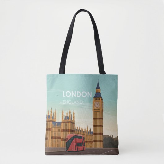 London England Big Ben Vintage Travel Tote Bag (Voorkant)